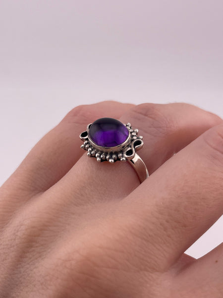 $$$ size 7 sterling silver amethyst dotted setting ring
