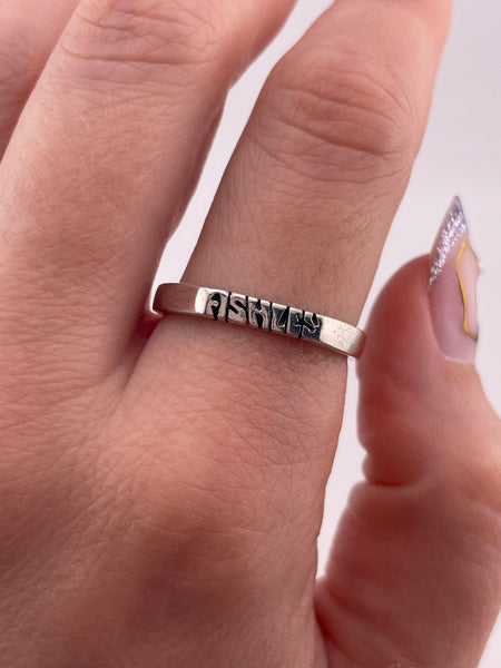 size 9.75 sterling silver "Ashley" name ring