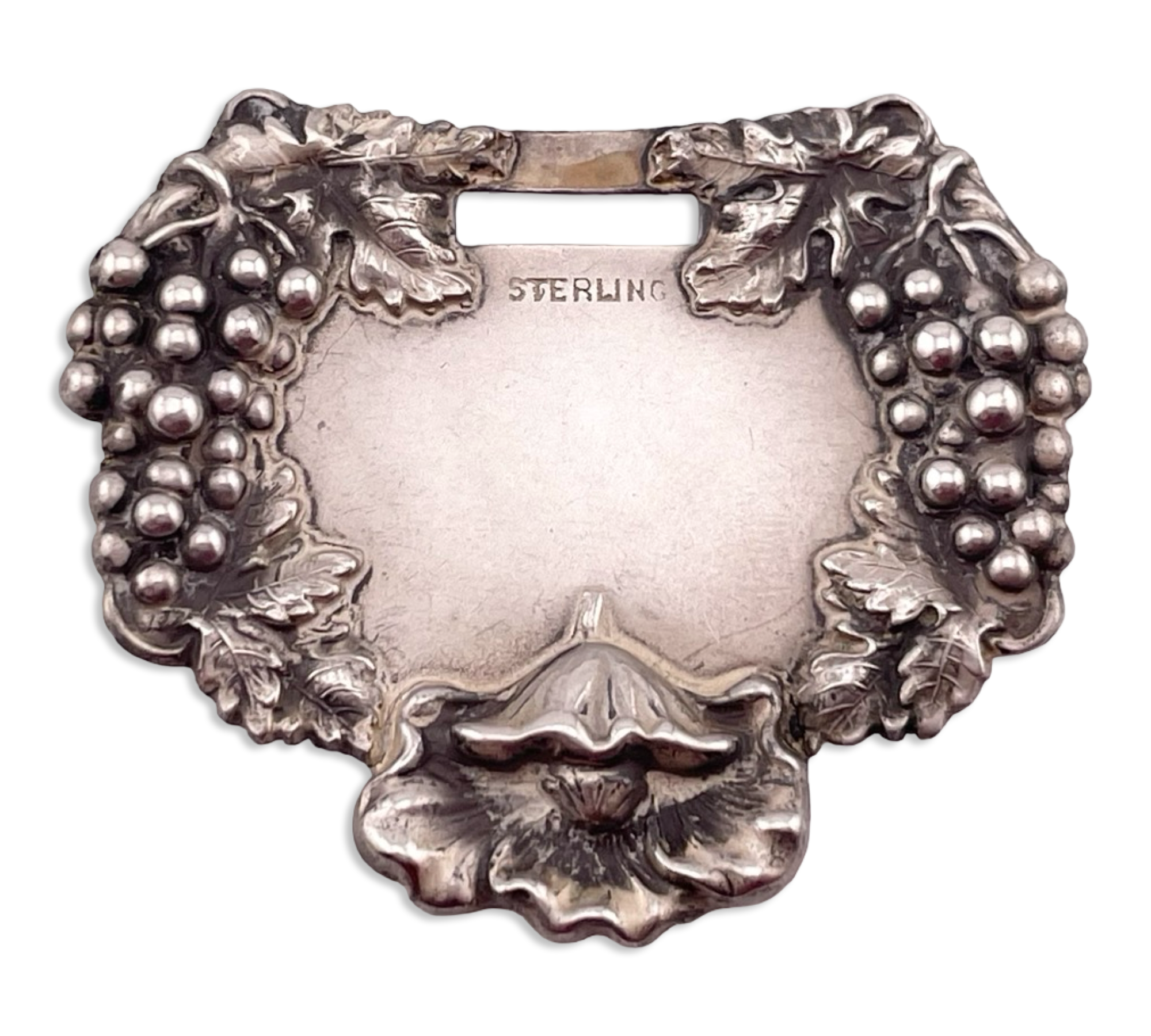 sterling silver luggage suitcase tag grapes flowers pendant