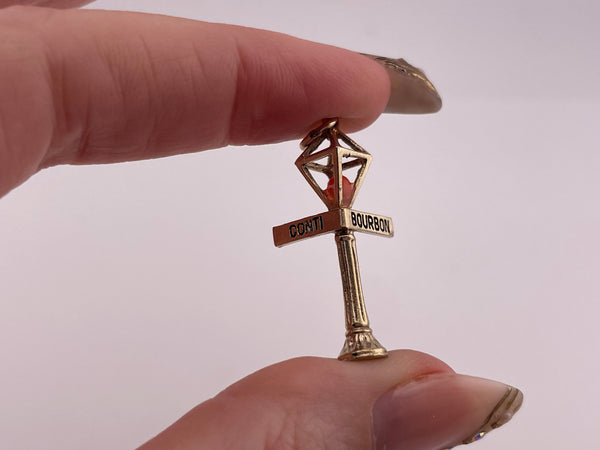 sterling silver gold wash Bourbon Conti Street pole sign pendant