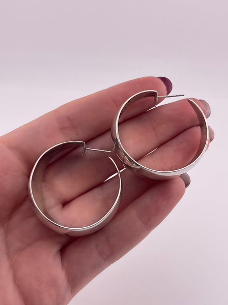 sterling silver chunky Mexican tapered post hoop earrings