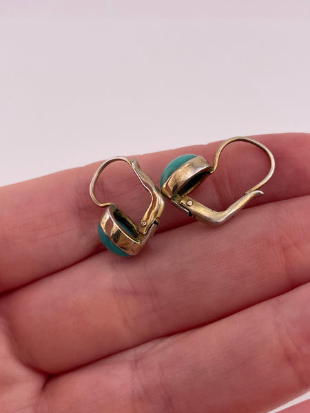 sterling silver gold plated stabilized turquoise lever-back hook dangle earrings