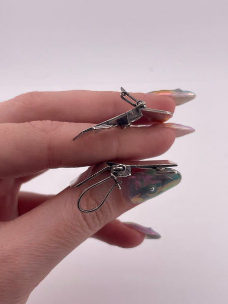 sterling silver artisan arrow rhinestone hook dangle earrings