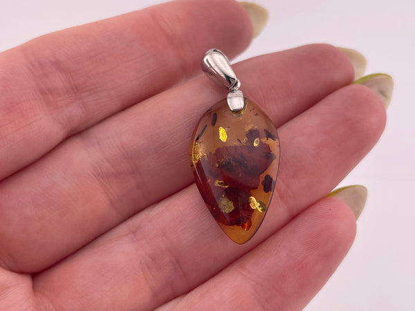 sterling silver faux amber pendant