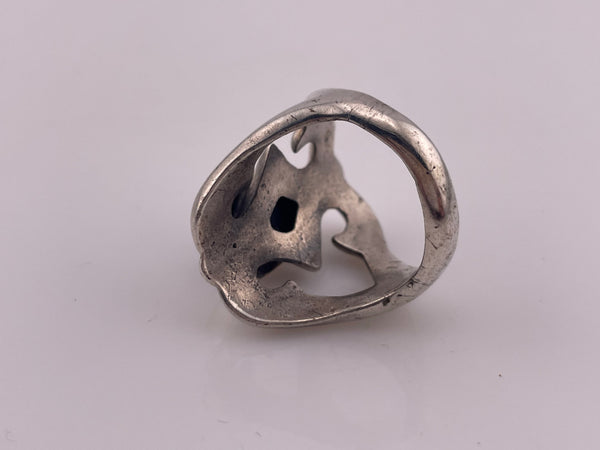 size 10.75 sterling silver sandcast onyx rectangle ring
