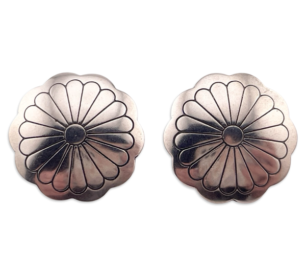 sterling silver concho post earrings