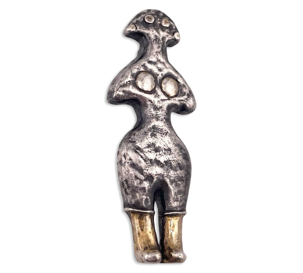 sterling silver  & gold plated Museum of Fine Arts goddess pendant / brooch