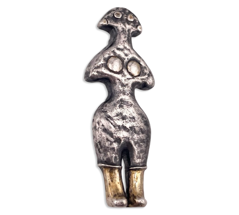 sterling silver  & gold plated Museum of Fine Arts goddess pendant / brooch