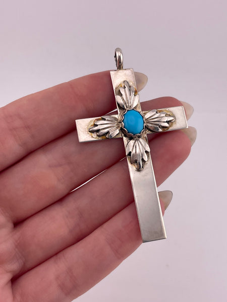 sterling silver turquoise cross pendant