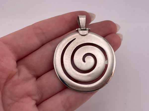 sterling silver 2-1/8" spiral pendant
