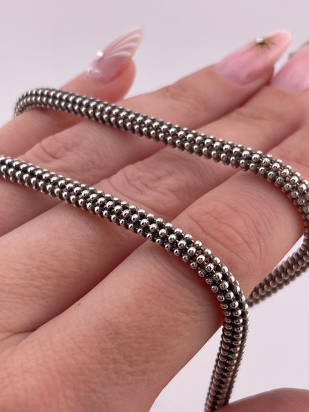 sterling silver 18 3/4" ball tube chain toggle clasp necklace