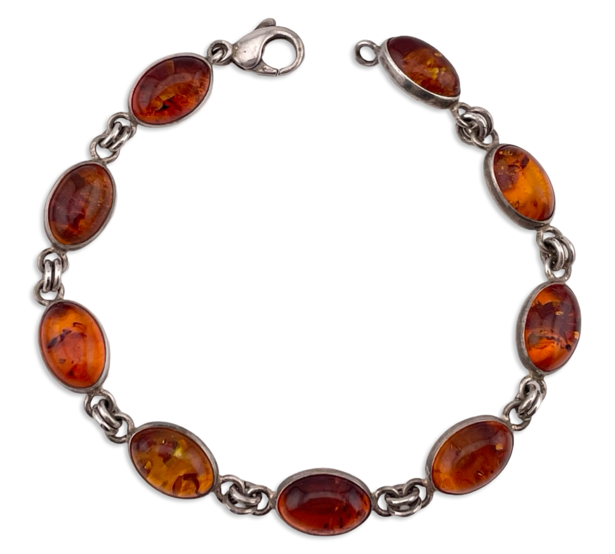 sterling silver 7 1/2" amber link bracelet