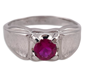 size 12.75 sterling silver faceted lab ruby ring