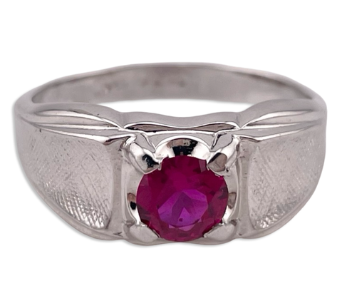 size 12.75 sterling silver faceted lab ruby ring