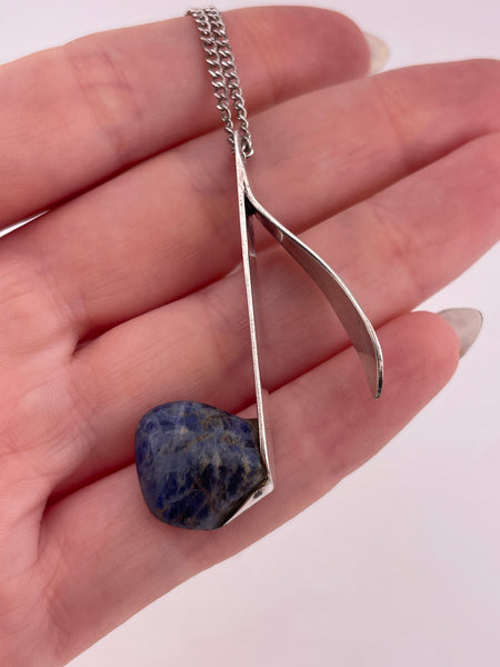 sterling silver 17-1/2" sodalite eighth music note necklace