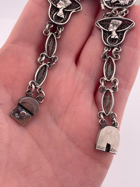 800 silver 7-1/2" Egyptian Revival filigree bracelet
