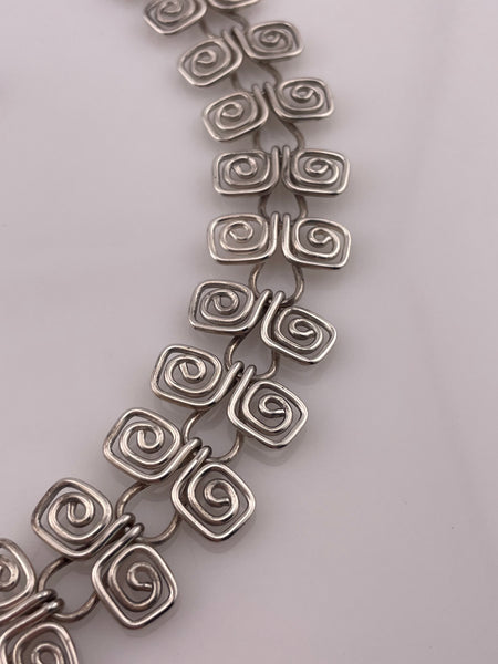 sterling silver 17" swirly collar necklace