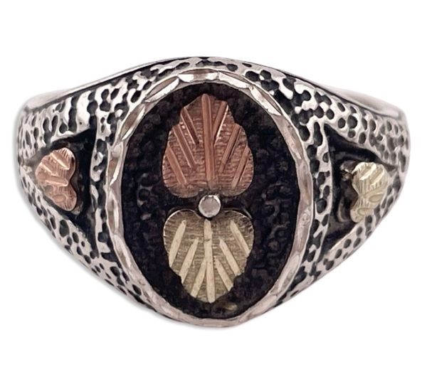 size 8.75 sterling silver 12k gold leaf accent ring