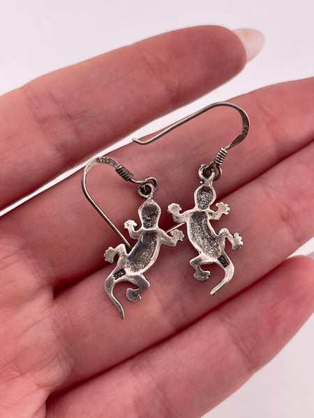 sterling silver lizard hook dangle earrings