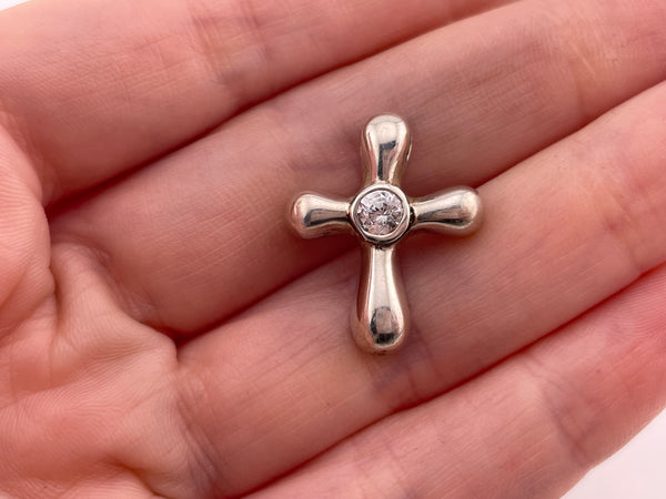 sterling silver rhinestone cross pendant