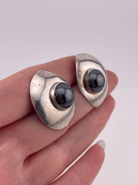 sterling silver hematite post earrings