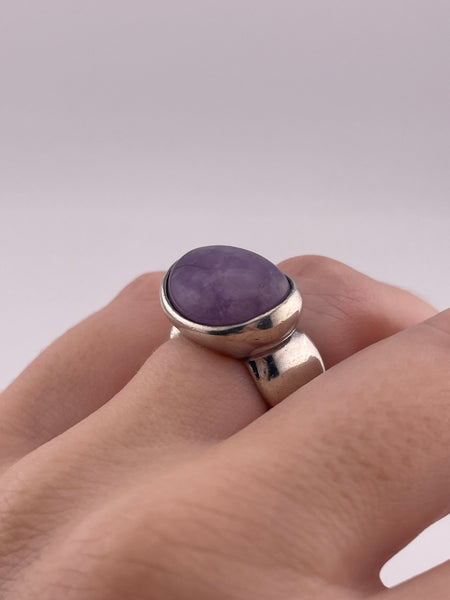 size 6 sterling silver Espo chunky heavy amethyst ring