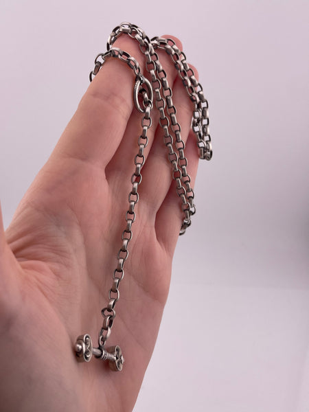 sterling silver 33" long oval chain link toggle clasp necklace