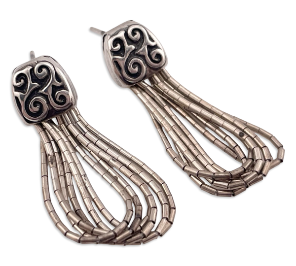 sterling silver stoneless liquid silver beaded post earrings