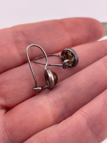 sterling silver tigers eye hook earrings