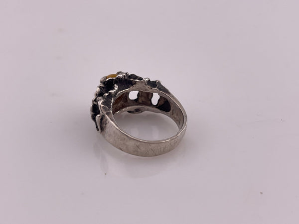 size 3.25 sterling silver brutalist tiger's eye ring