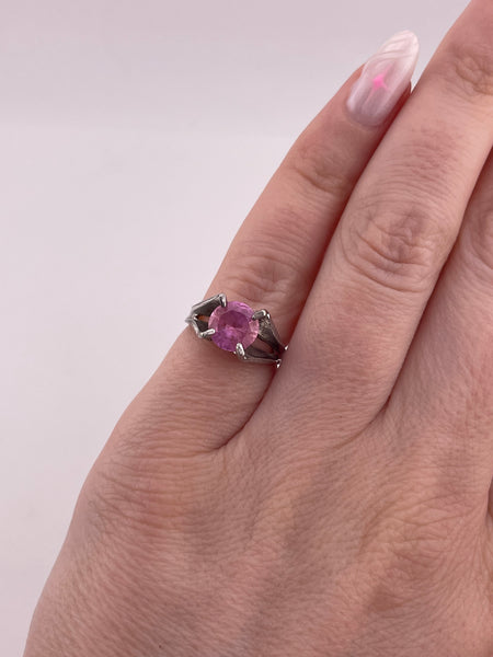size 3 sterling silver lab pink sapphire ring ***AS IS***