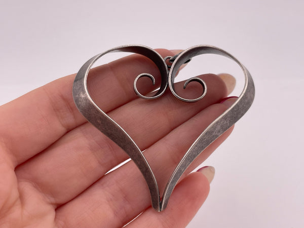 sterling silver large cut-out heart pendant