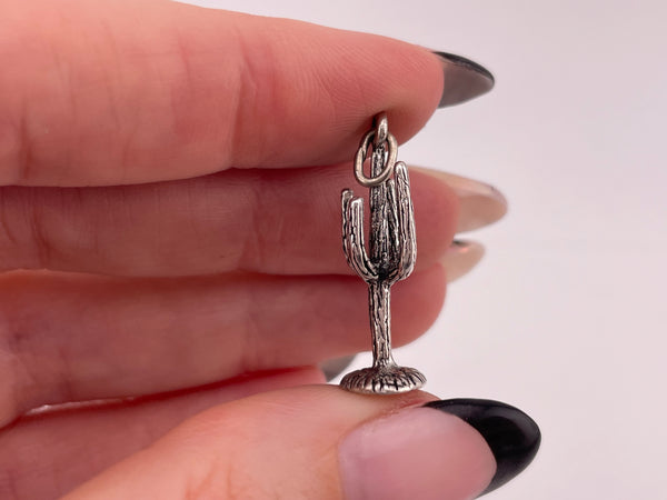 sterling silver 3D saguaro cactus pendant