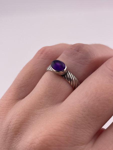 size 6.75 sterling silver artisan east west amethyst cable band ring