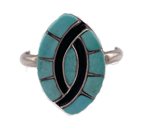 size 7.25 sterling silver turquoise 'hummingbird' ring