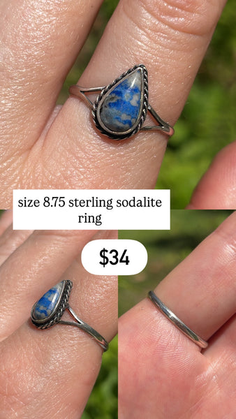 RESERVED PRIVATE LISTING -- sterling silver sodalite ring A15
