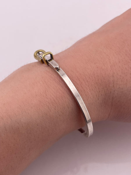 sterling silver & brass Mexican belt hinge bracelet