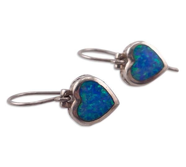 sterling silver heart opal simulant hook earrings