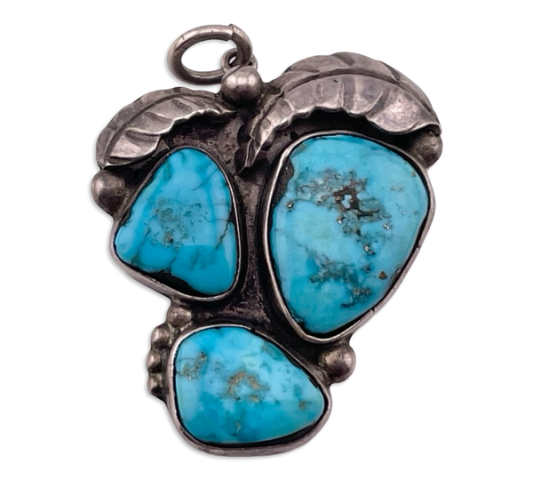 sterling silver triple turquoise pendant