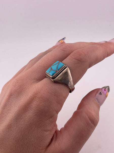 size 11 sterling silver turquoise inlay ring
