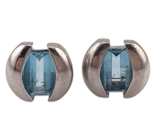 sterling silver faceted topaz post earrings