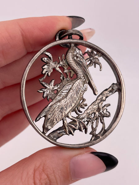 sterling silver artisan Brown Pelican bird pendant