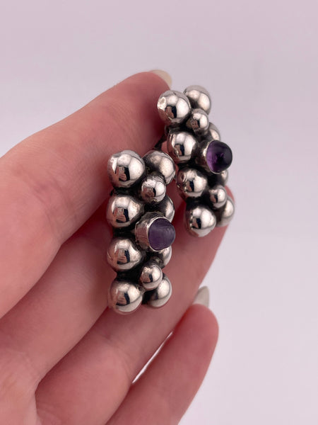 sterling silver Mexican amethyst screw-back earrings
