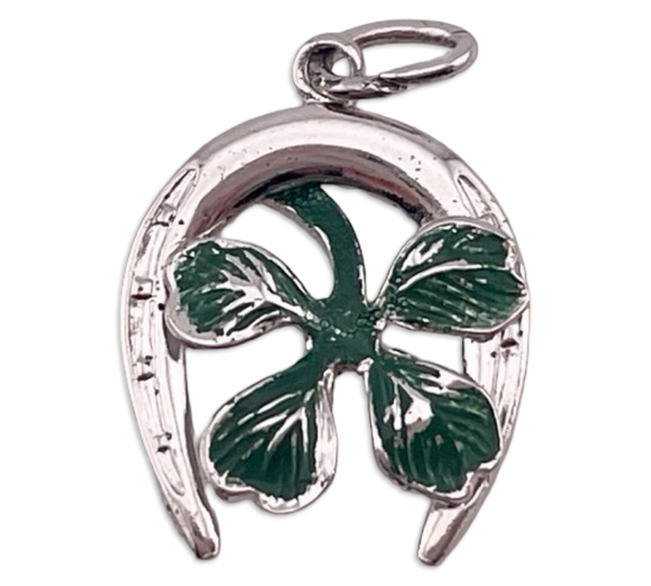 sterling silver rhodium plated four leaf clover pendant