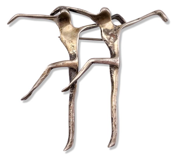 sterling silver modernist dancers people brooch pin