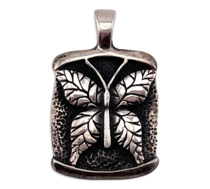 sterling silver heavy stoneless butterfly insect pendant