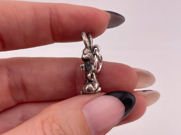 sterling silver 3D bunny rabbit pendant
