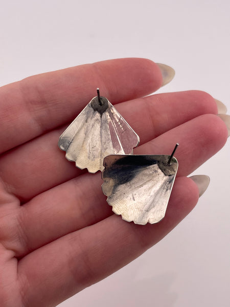 sterling silver lined scalloped post earrings ***Non-Sterling Posts***