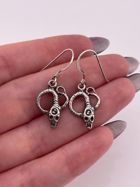 sterling silver snake dangle hook earrings