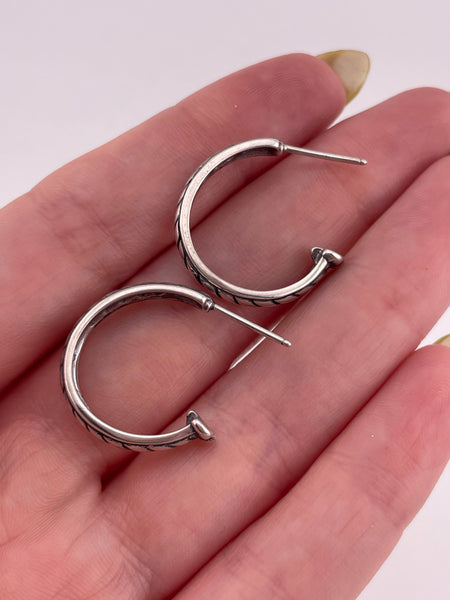 sterling silver textured partial hoop post earrings